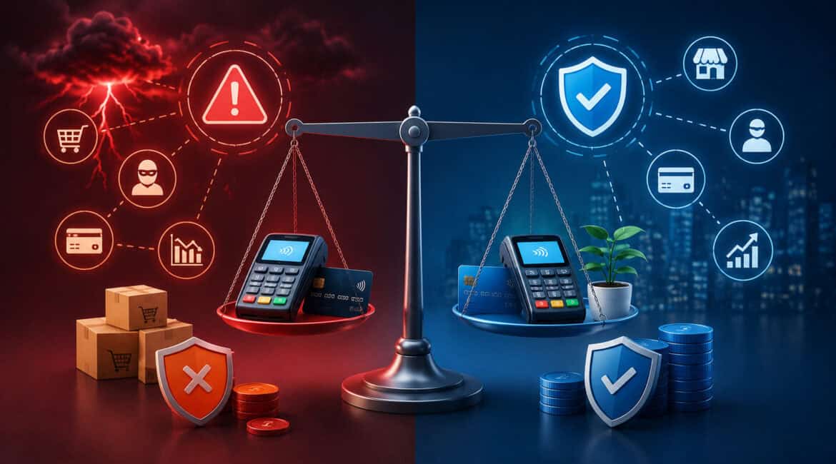 High-risk vs standard merchant account comparison illustration